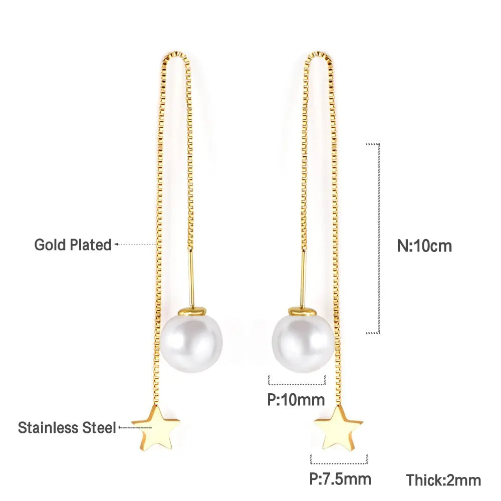 Simple Tassel Linear Chain Long Drop Earrings For Women Girl Geometric Star Hanging Ear Line Japan Korean Jewelry 2022 asonjewelry